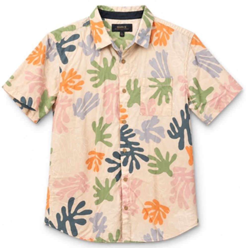 Roark Journey Coral Reefer Shirt Mens Large Tropical Organic Cotton Tencel